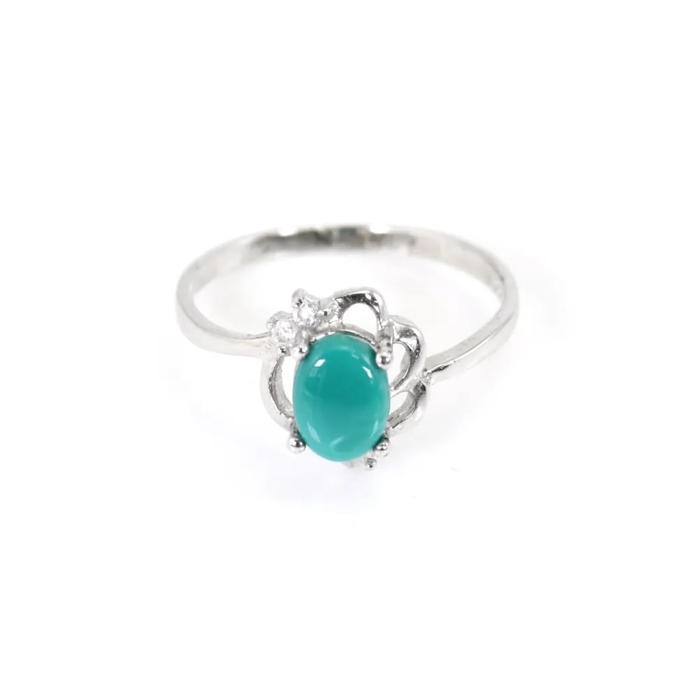 Bague Turquoise ovale 5x7mm - Argent 925 rhodié x 1pc