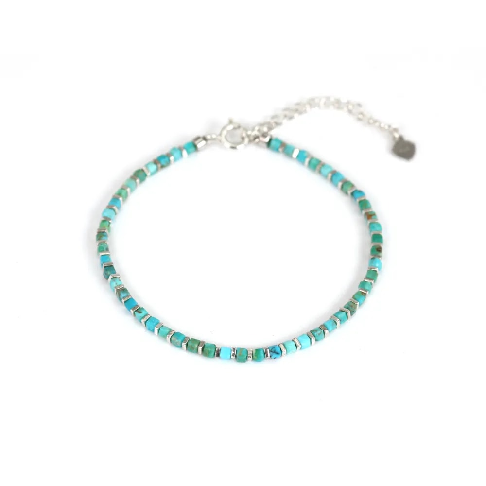 Bracelet Turquoise cube 2mm - Argent 925 x 1pc