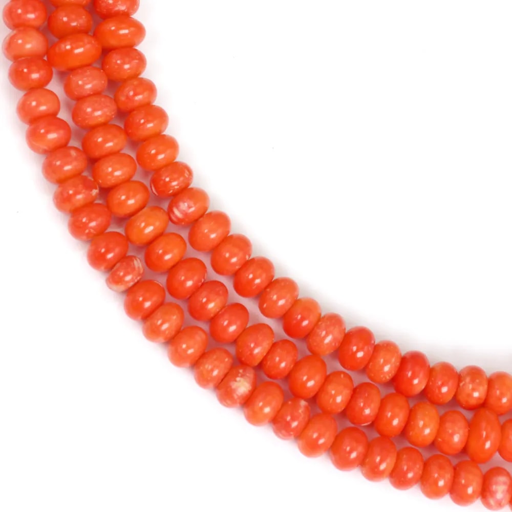 Bambú de mar, tono naranja, rodaja, 3x5mm x 40cm