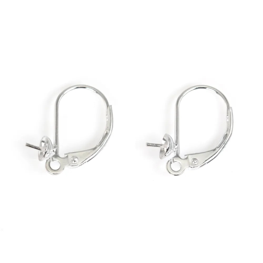 Dormilonas para decorar 9x16mm para semi perforada - copa 4mm - Plata 925 x 2pcs