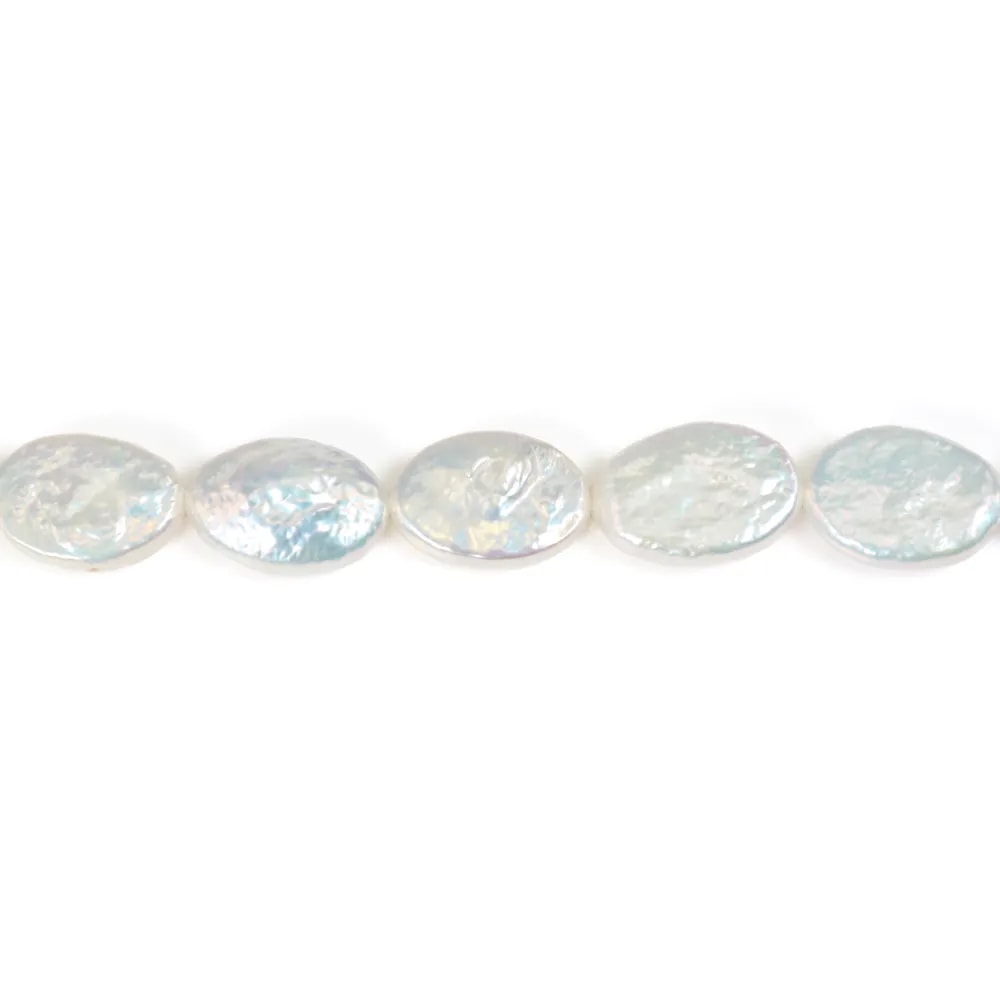 Süßwasser-Zuchtperlen, weiß, barock oval, 10x14mm x 38cm