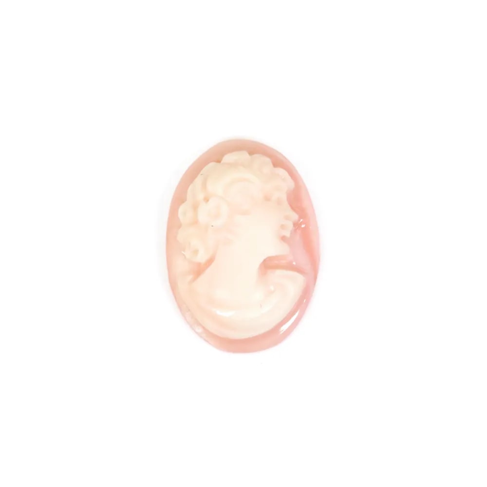 Cabochon Camée Conque rose ovale femme 10x14mm x 1pc
