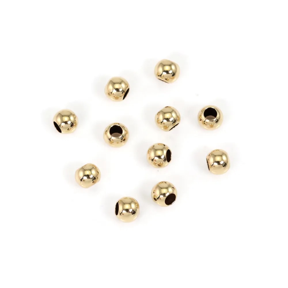 Perlenkugel 3x1.5mm (großes Loch) - Gold Filled x 6 Stk.