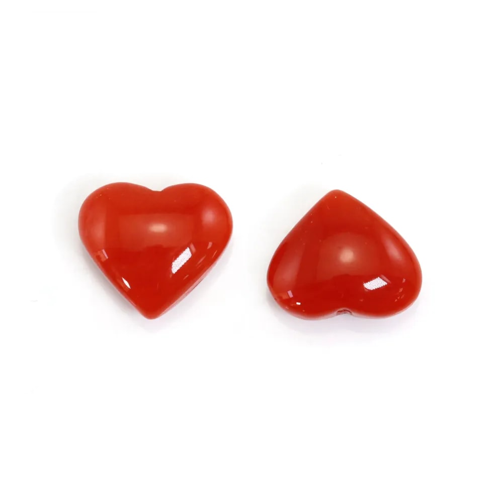 Natürliche Rote Koralle halb durchbohrt Herz 8mm x 1 Stück