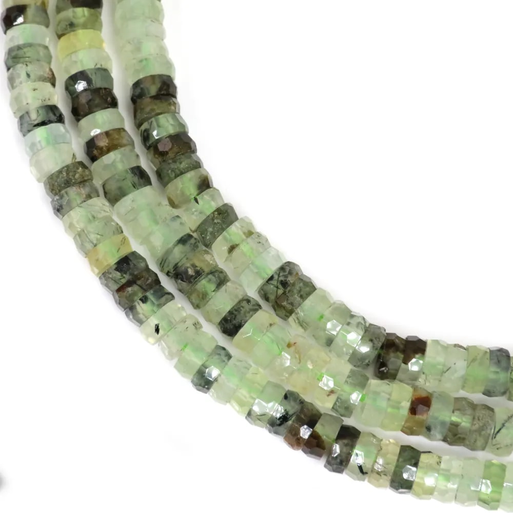 Prehnite rondelle heishi facetado 2x6mm x 37cm