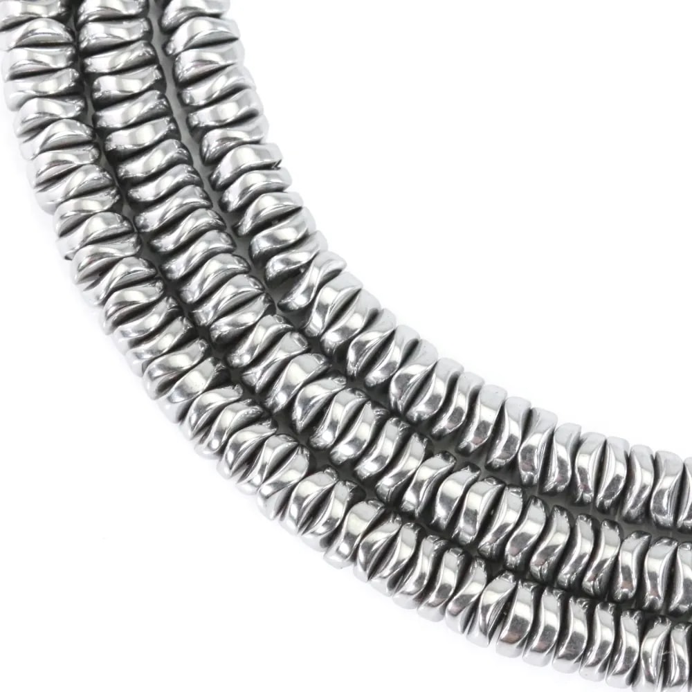 Dark silver hematite wavy disc 1x4mm x 39cm