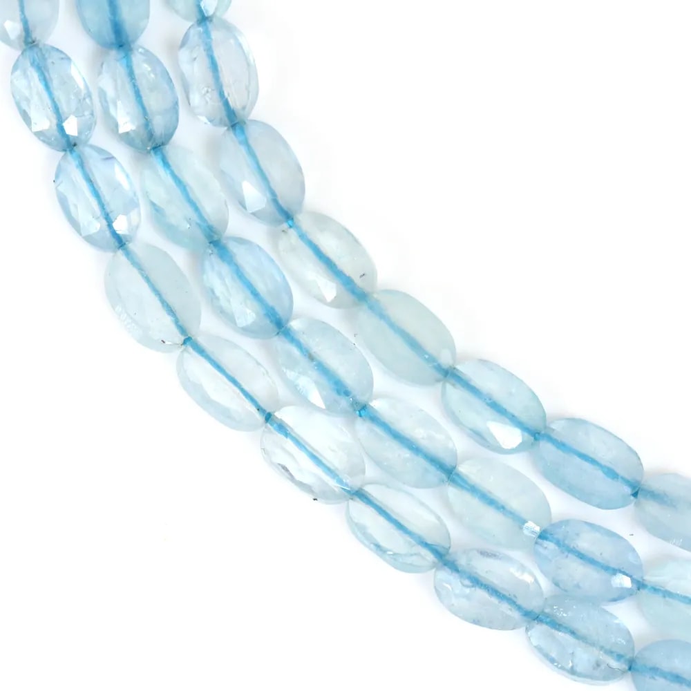 Aguamarina oval facetada 4x6mm x 38cm
