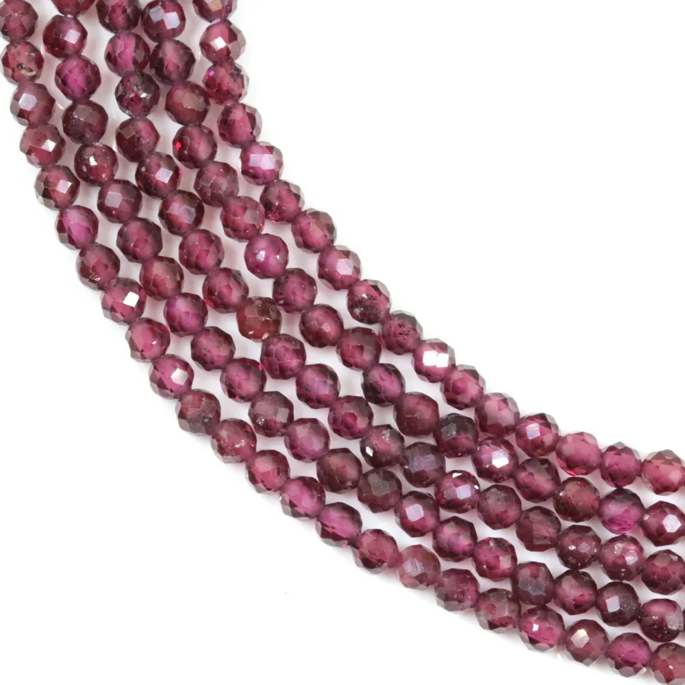 Rund facettierter violetter Granat 2.5mm x 39cm