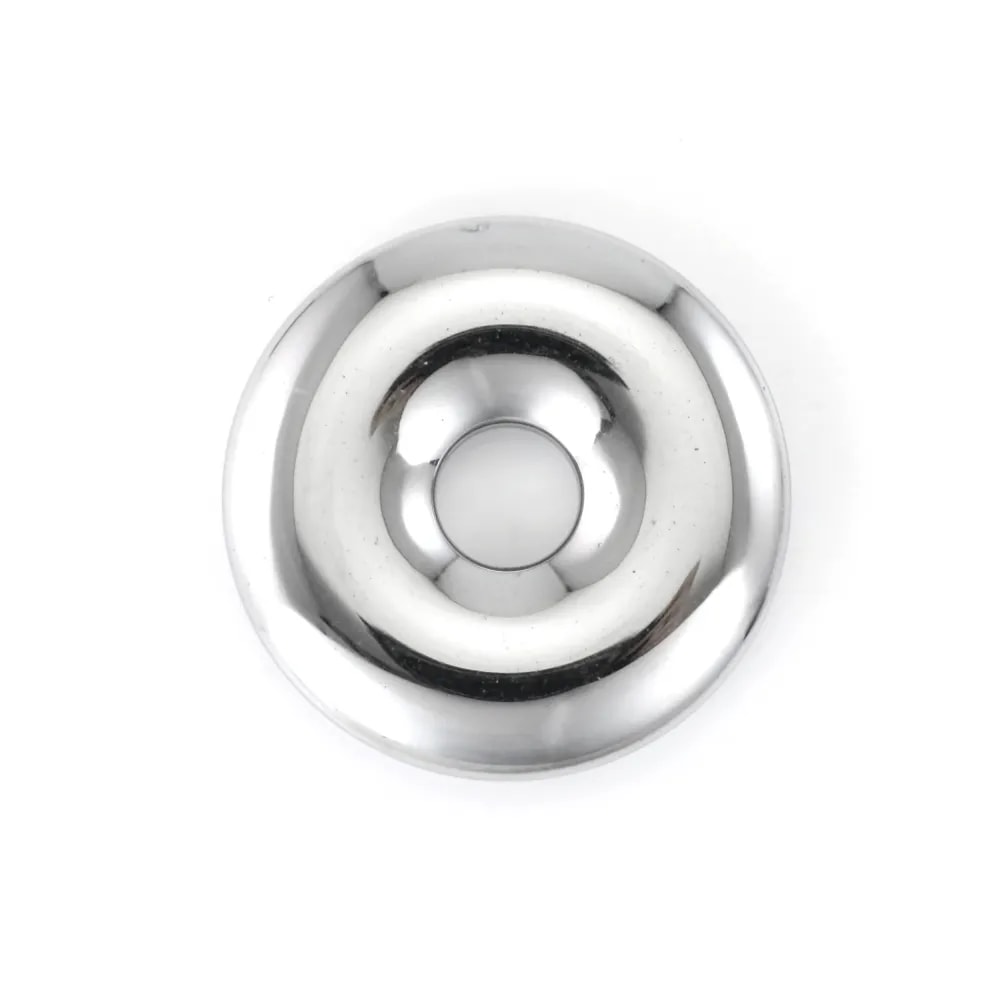 Silver Donut Pendant 30mm | Natural Hematite