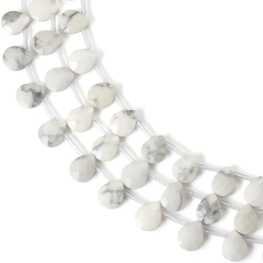 Howlite flat faceted drop 8x10mm x 40cm