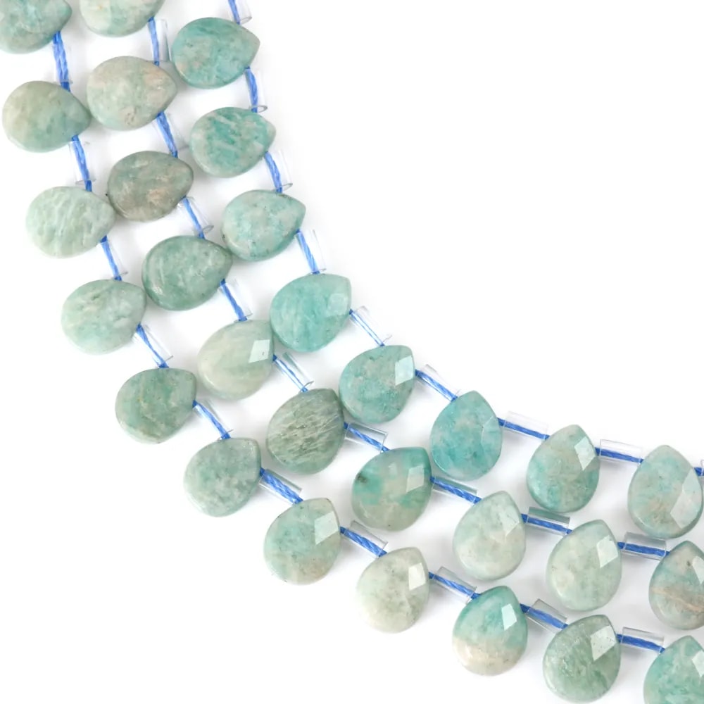 Amazonite du Pérou goutte plate facetté 8x10mm x 40cm