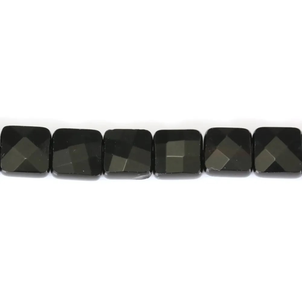 Faceted square onyx 6mm x 6 pcs