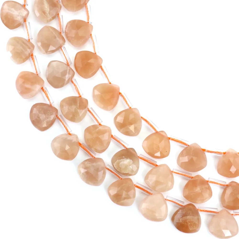 Pierre de lune orange goutte plate facetté 12x12mm x 38cm