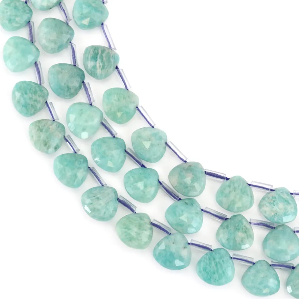 Amazonite du Pérou goutte plate facetté 12x12mm x 38cm
