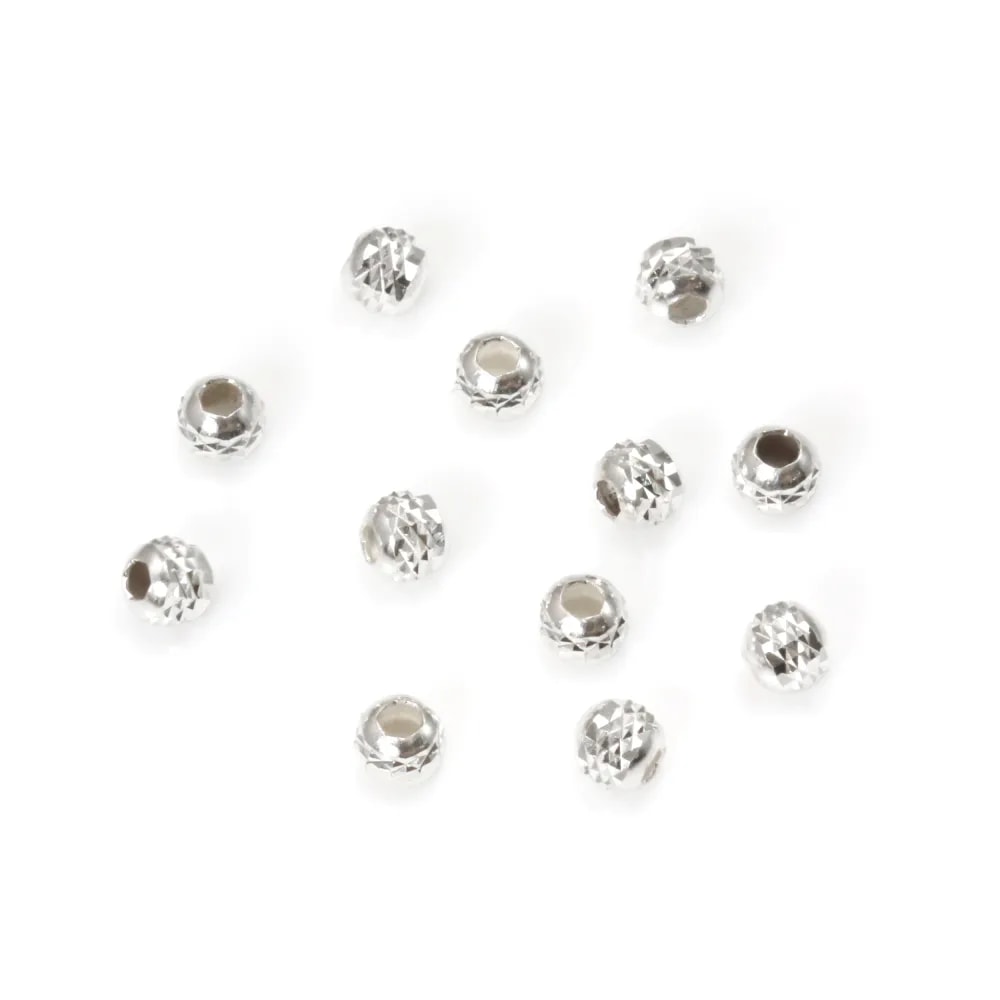 Round faceted beads slash 3mm - Silver 925 x 10pcs