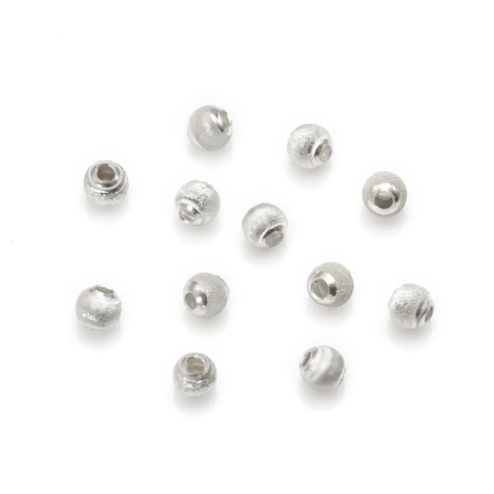 Satinierte runde Perlen 3mm - Silber 925 x 6 Stück