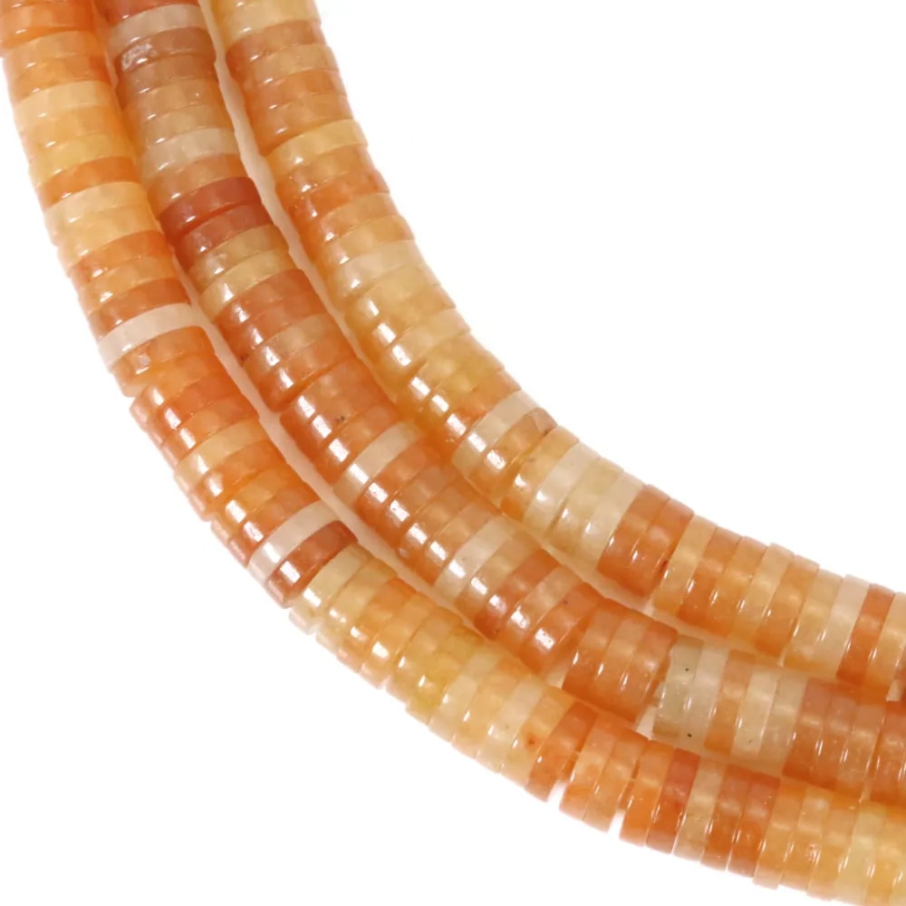 Rondelle heishi de aventurina laranja 1.5x6mm x 39cm
