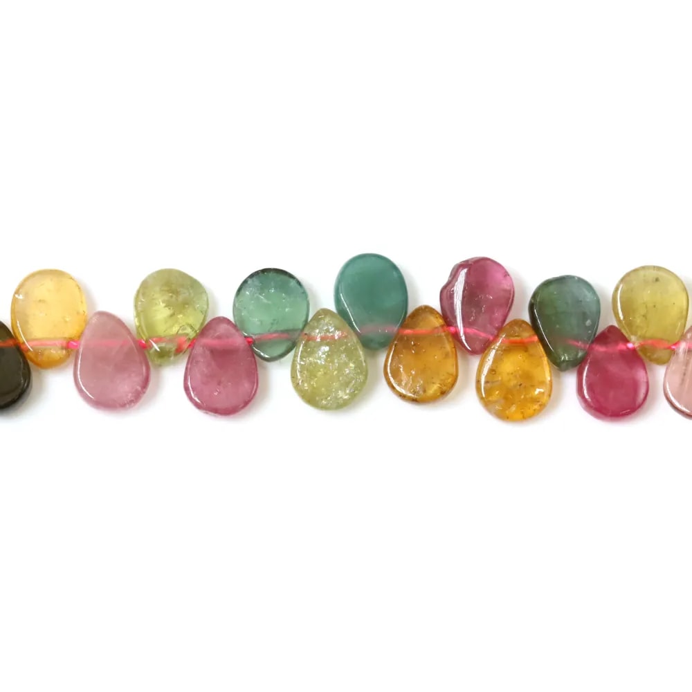 Multicolored flat drop tourmaline 5x7mm x 10cm (26pcs)