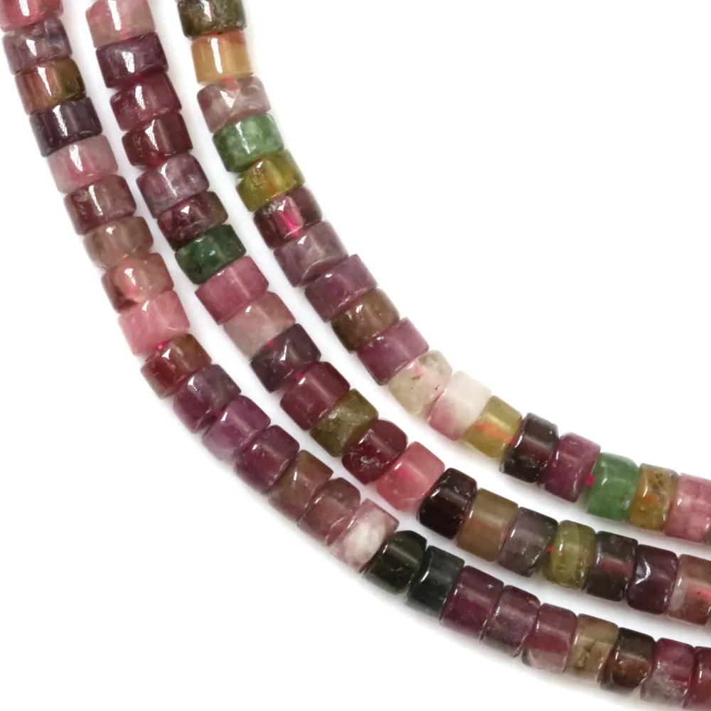 Multicolored tourmaline heishi rondelle 2x3mm x 38cm