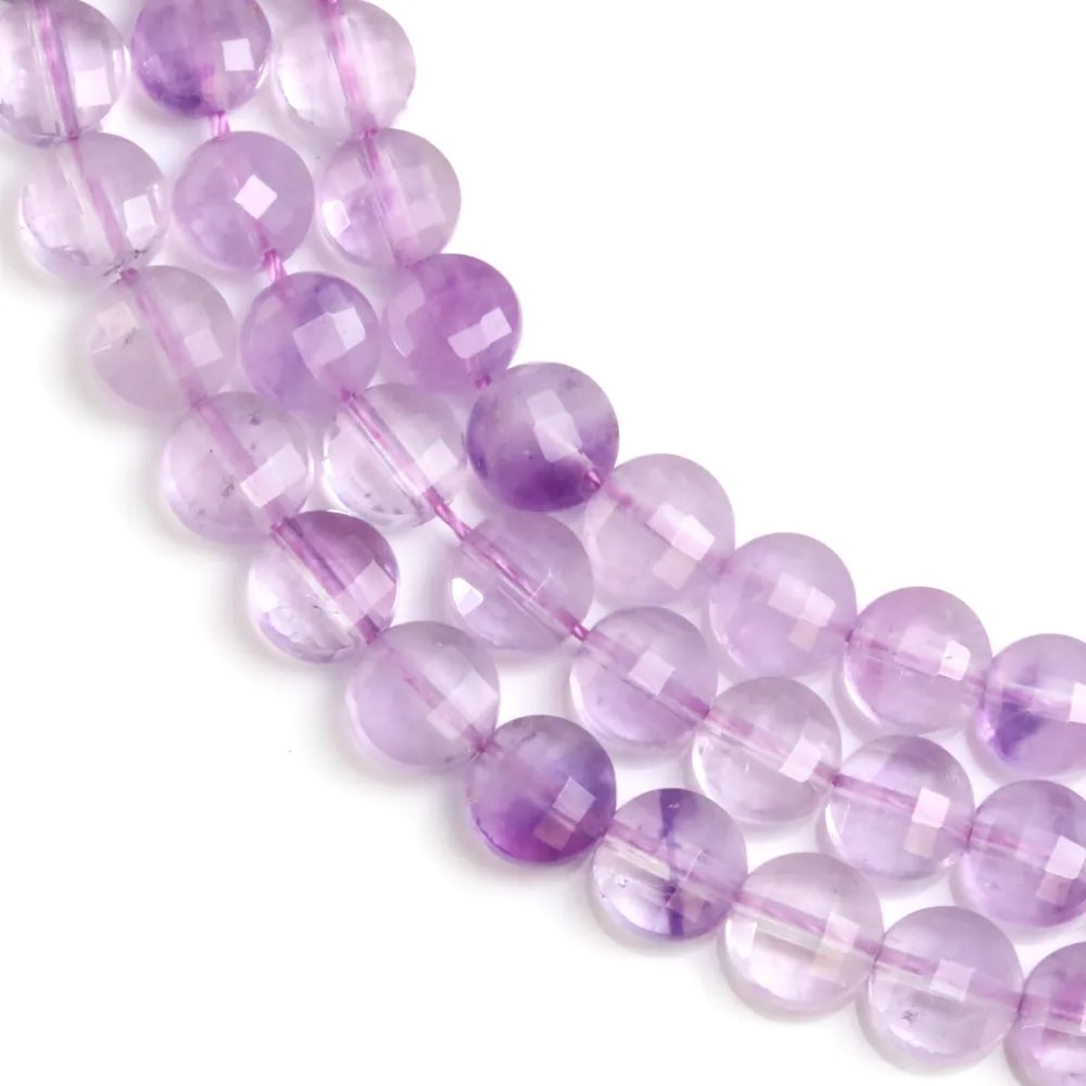 Jade violet rond plat facetté 6mm x 38cm