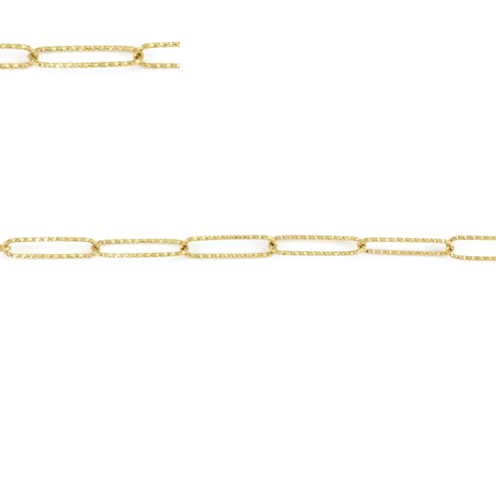 Chaîne rectangle diamanté 5x20mm - Acier Inox 304 doré x 1m
