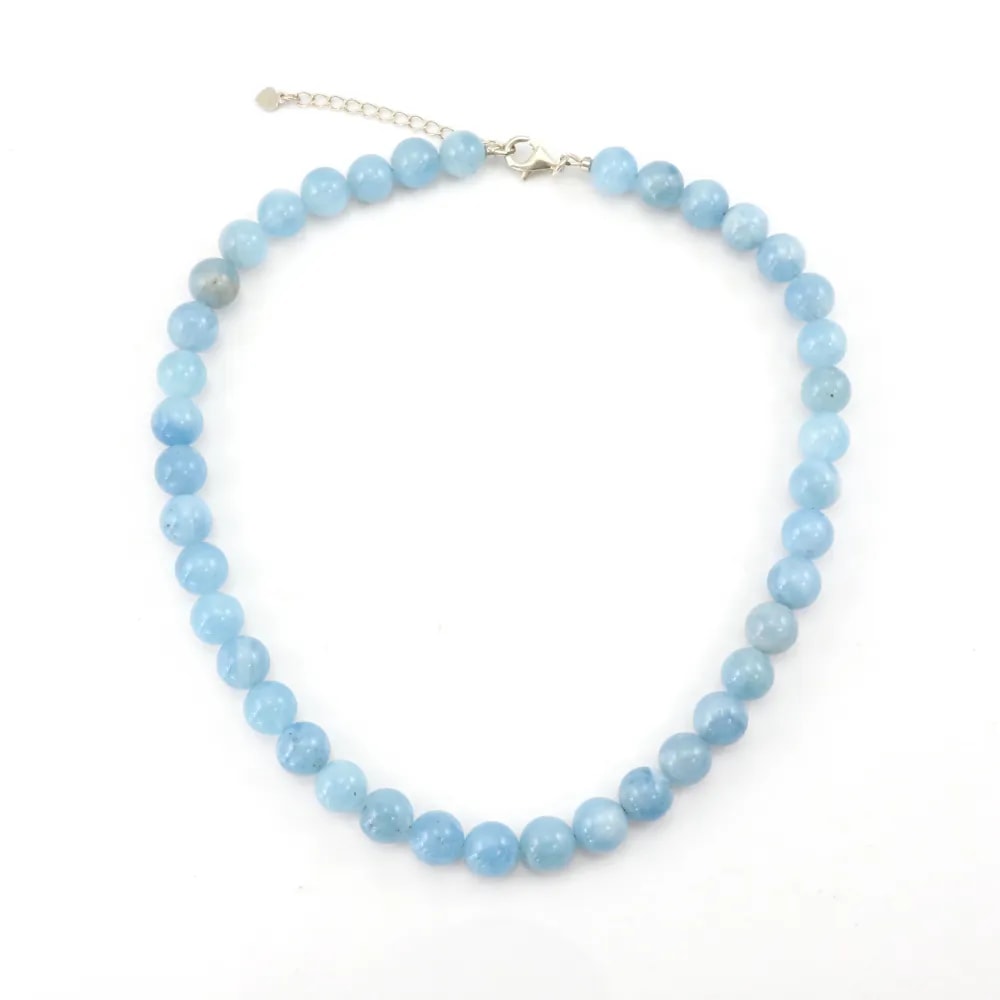 Collar Agua Marina 10mm - Plata 925 rodiada x 1pc