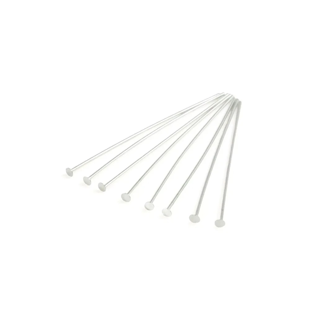 Prego de cabeça chata 1.2x0.4x15mm - Prata 925 x 20pcs