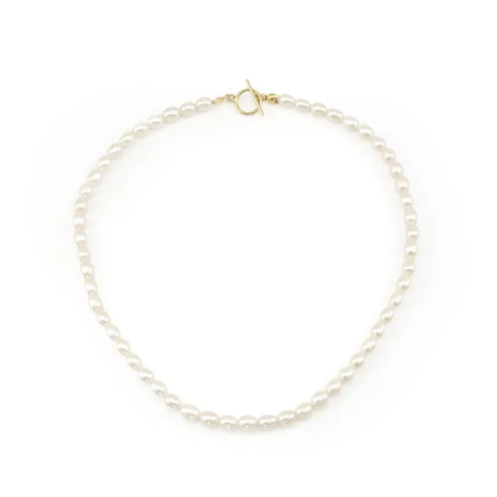Collier simple perle de culture olive - Gold Filled x 1pc