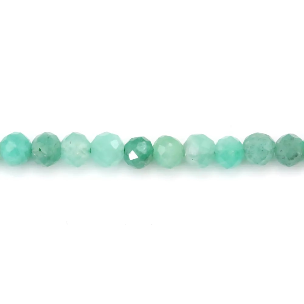 Emeraude, de forme ronde facettée, 3mm x 10pcs