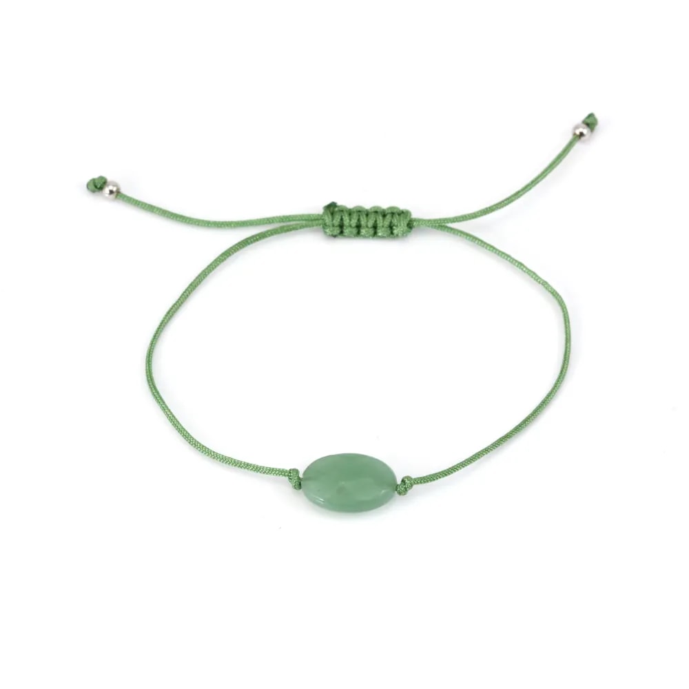 Pulsera Aventurina ovalada 10x14mm - Cordón ajustable x 1pc