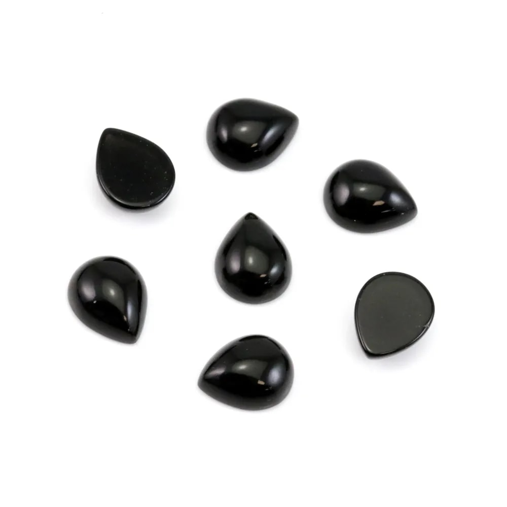 Cabochon Obsidian drop 8x10mm x 1pc