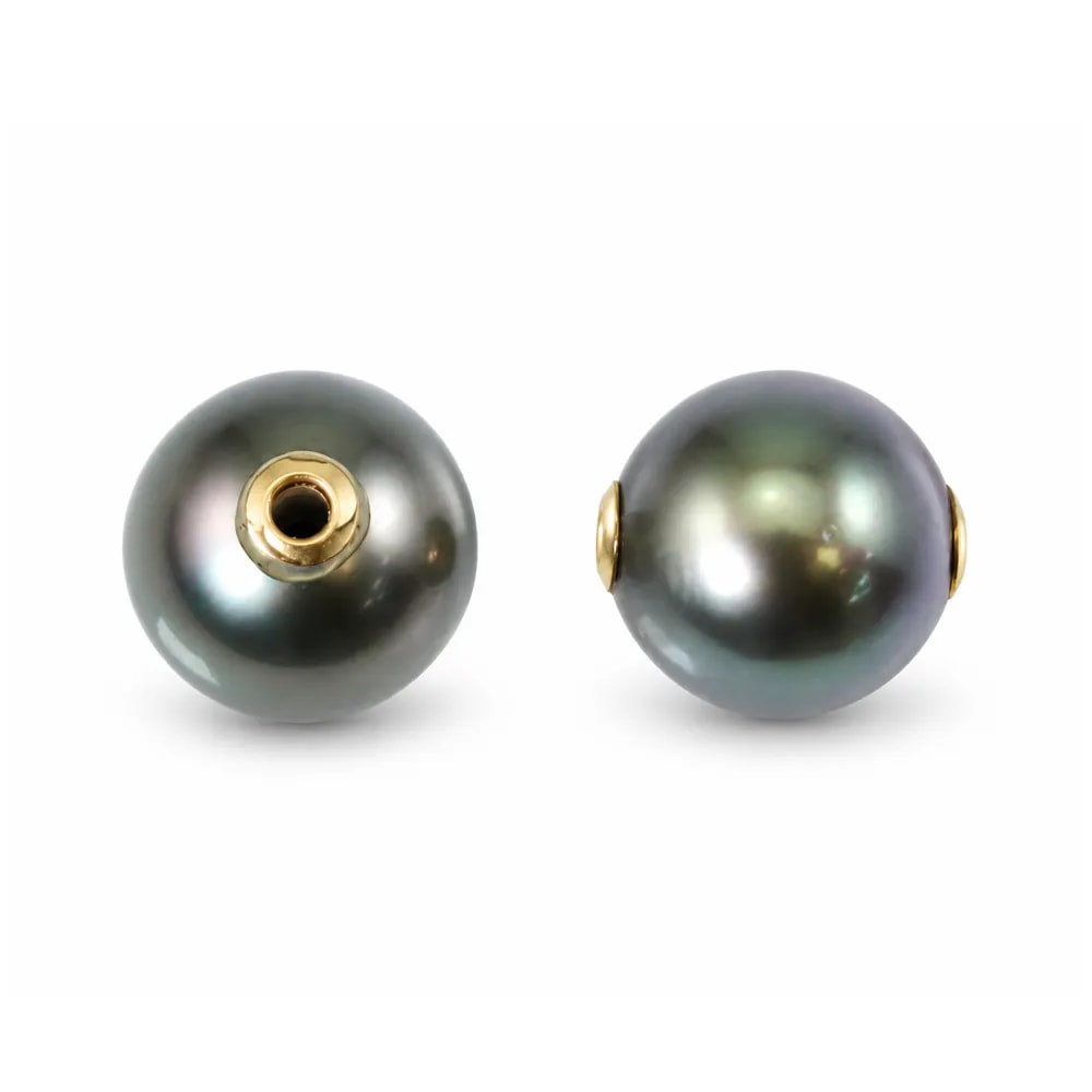 Ciondolo Perla di coltura Tahiti rotonda 10-11mm - Gold Filled x 1pz