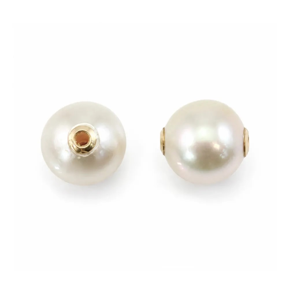 Ciondolo Perla coltivata dei Mari del Sud bianca rotonda 10-11mm - Gold Filled x 1pc