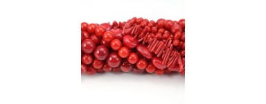 Bambou de mer teinté rouge - Pierre naturelle - Création de bijoux