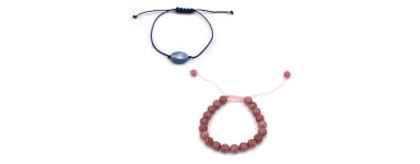 Pulseiras Ajustáveis em Cordão - Pulseira de Pérola & Pedra Natural
