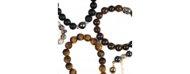 Pulseiras para Homem - Estilo Couro, Pierre Natural, Pérola de Cultura