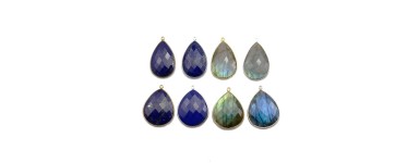 Natural stone pendant set in 925 sterling silver plated with fine gold