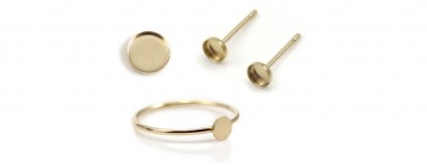 Set - Soporte Cabujón - Oro 14K -| Idea Joyería