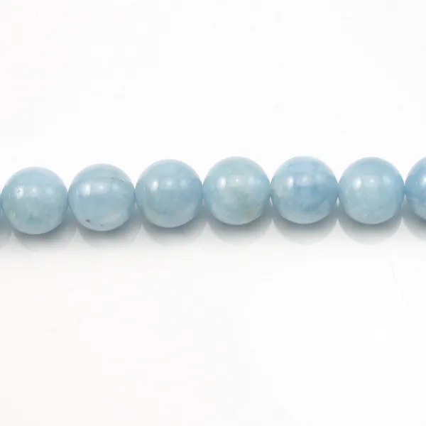 Aigue-Marine Rond 10mm x 2 perles