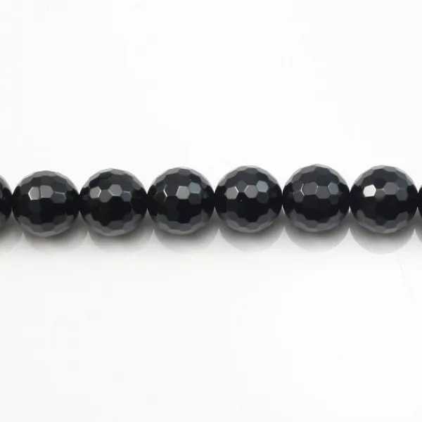 Black Agate Faceted Round 16mm