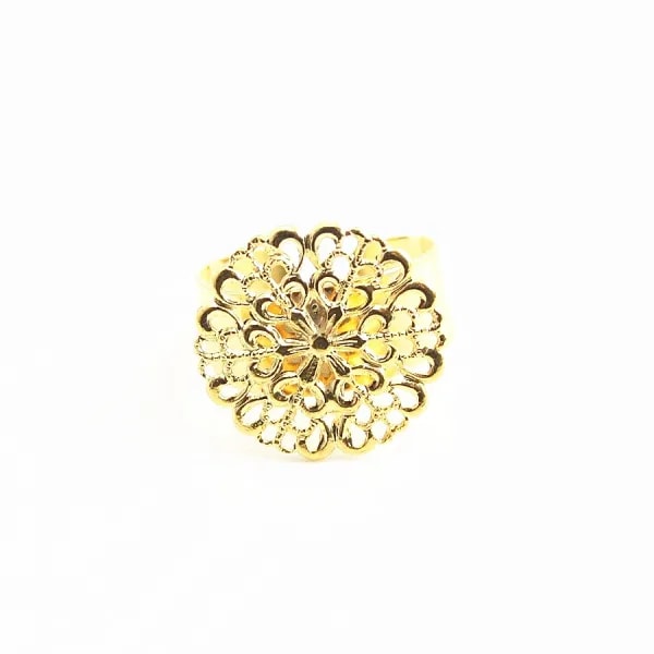 Bague réglable support estampe dorée 19.5mm x 1pc