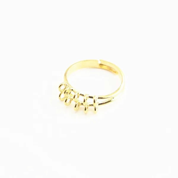 Ring with 10 loops Gold tone x 1pc