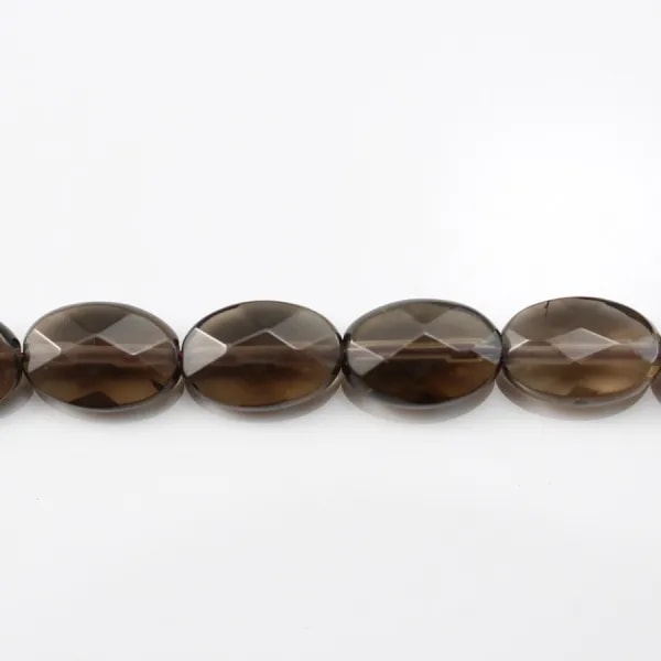 Quartz Fumé Oval Facette 10x14mm x 40cm