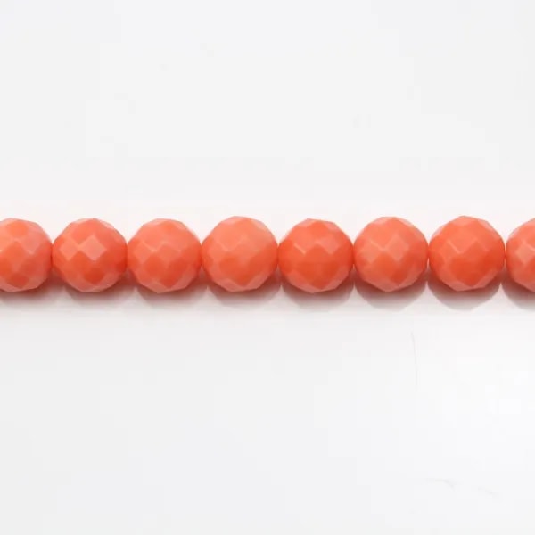 Colored Orange Faceted Round Sea Bamboo 6mm x 40cm 