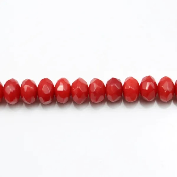 Red colored Faceted Rondelle sea bamboo  4x6mm x 40cm 