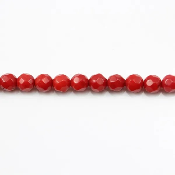Bambou mer teinte rouge Rond Facette 4mm x 40cm