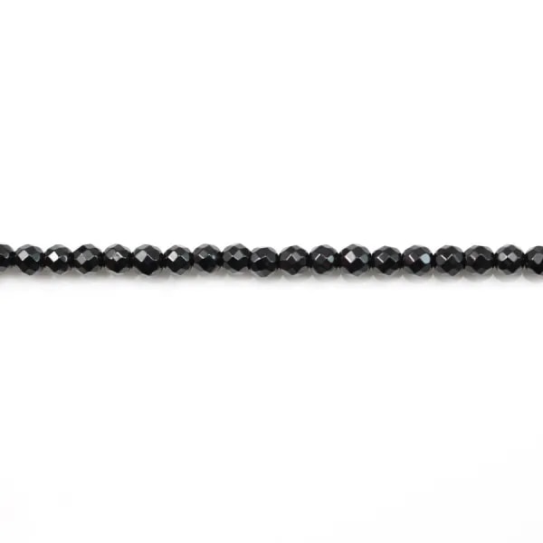 Onyx noir, ronde facette, 3mm x 40cm