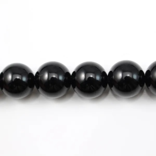 Agate Noire Ronde 14mm x 40cm