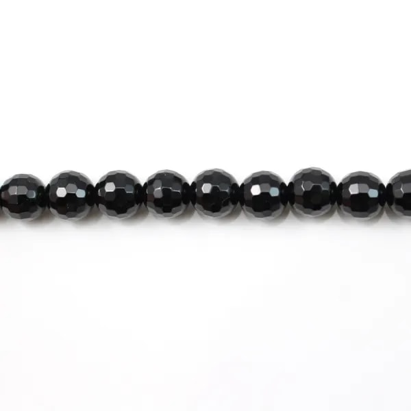 Agate Noire Ronde Facette 6mm