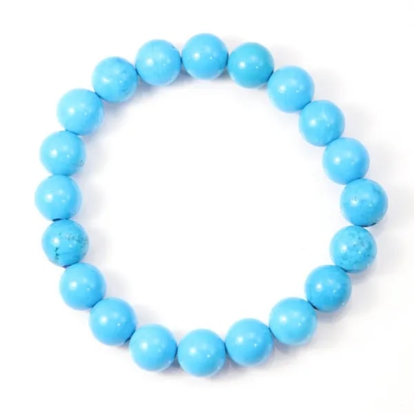 Bracelet turqoise reconstitue boule rond 8mm 